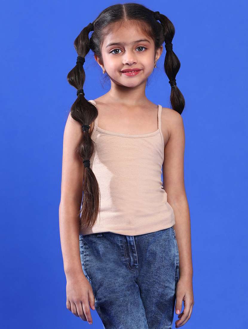 girls square neck solid spaghetti 