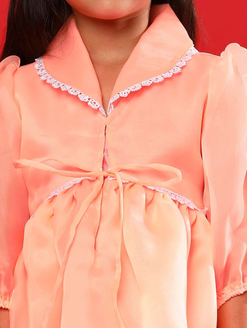 peach solid frock - 21128752 -  Standard Image - 5