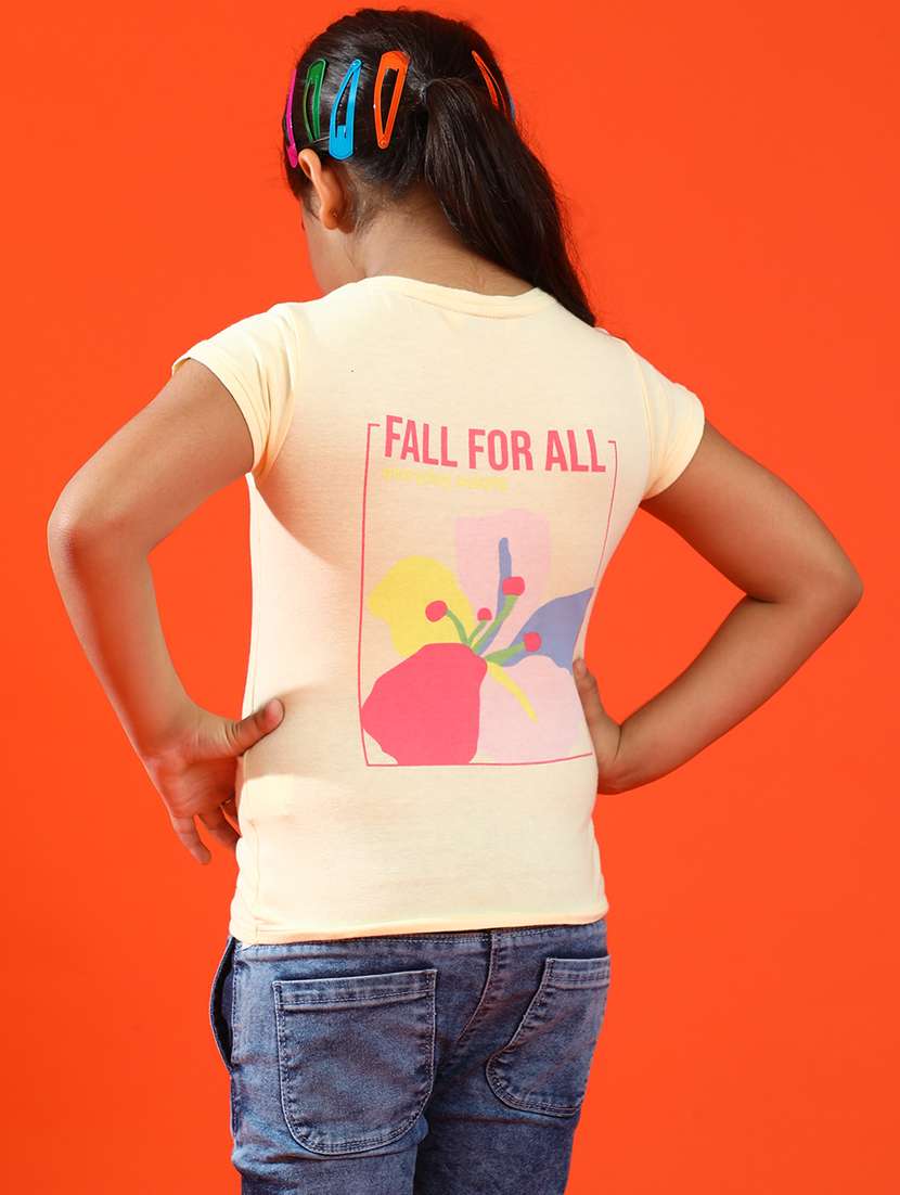 girls round neck back printed tees  - 21128976 -  Standard Image - 3