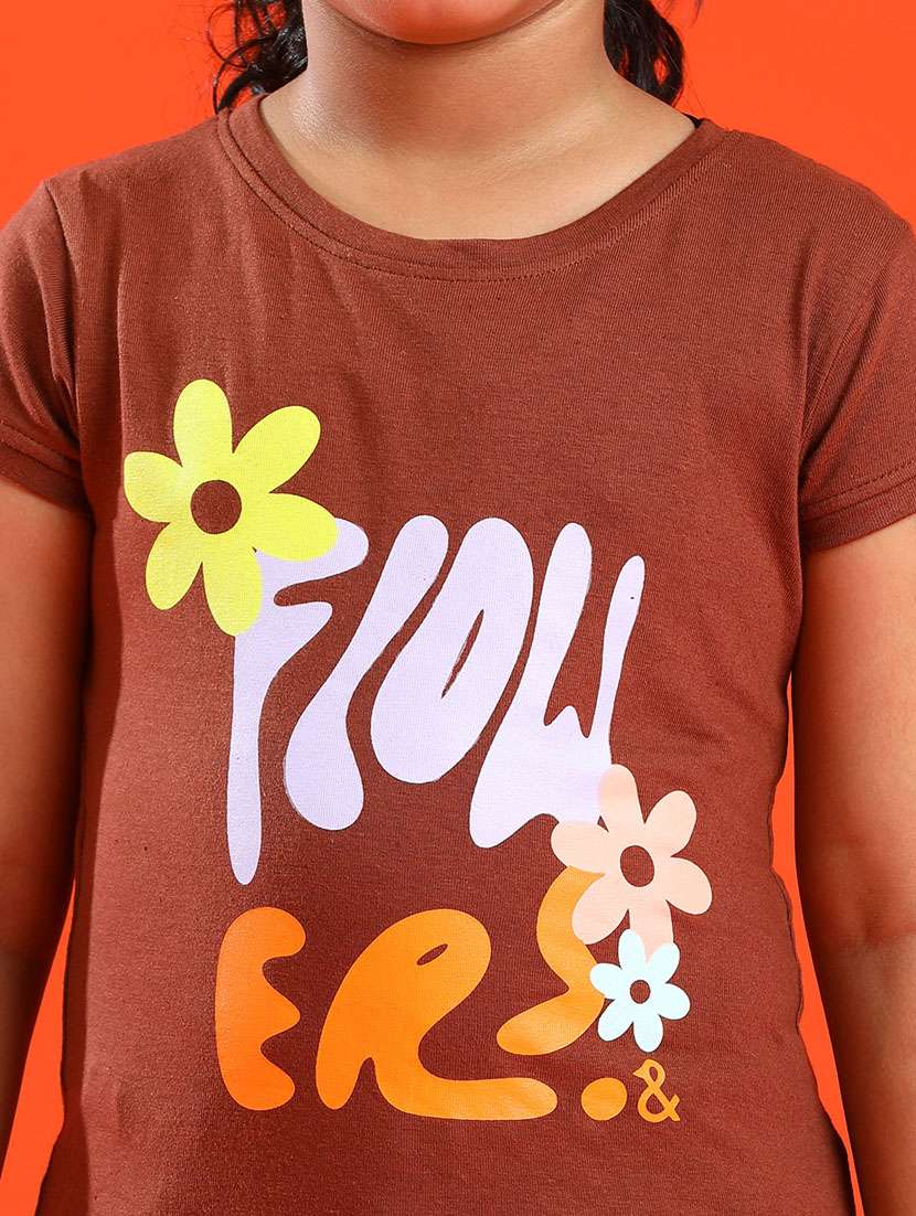 girls round neck front printed tees  - 21128977 -  Standard Image - 5