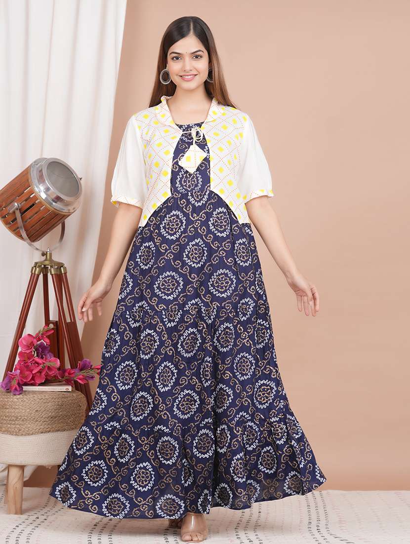 bandhani printed kurta with jacket - 21129021 -  Zoom Image - 0