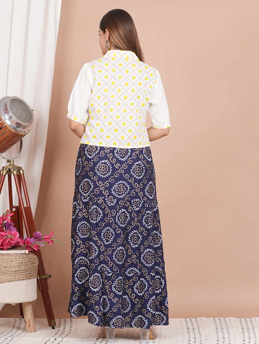 bandhani printed kurta with jacket - 21129021 - Standard Image - 3