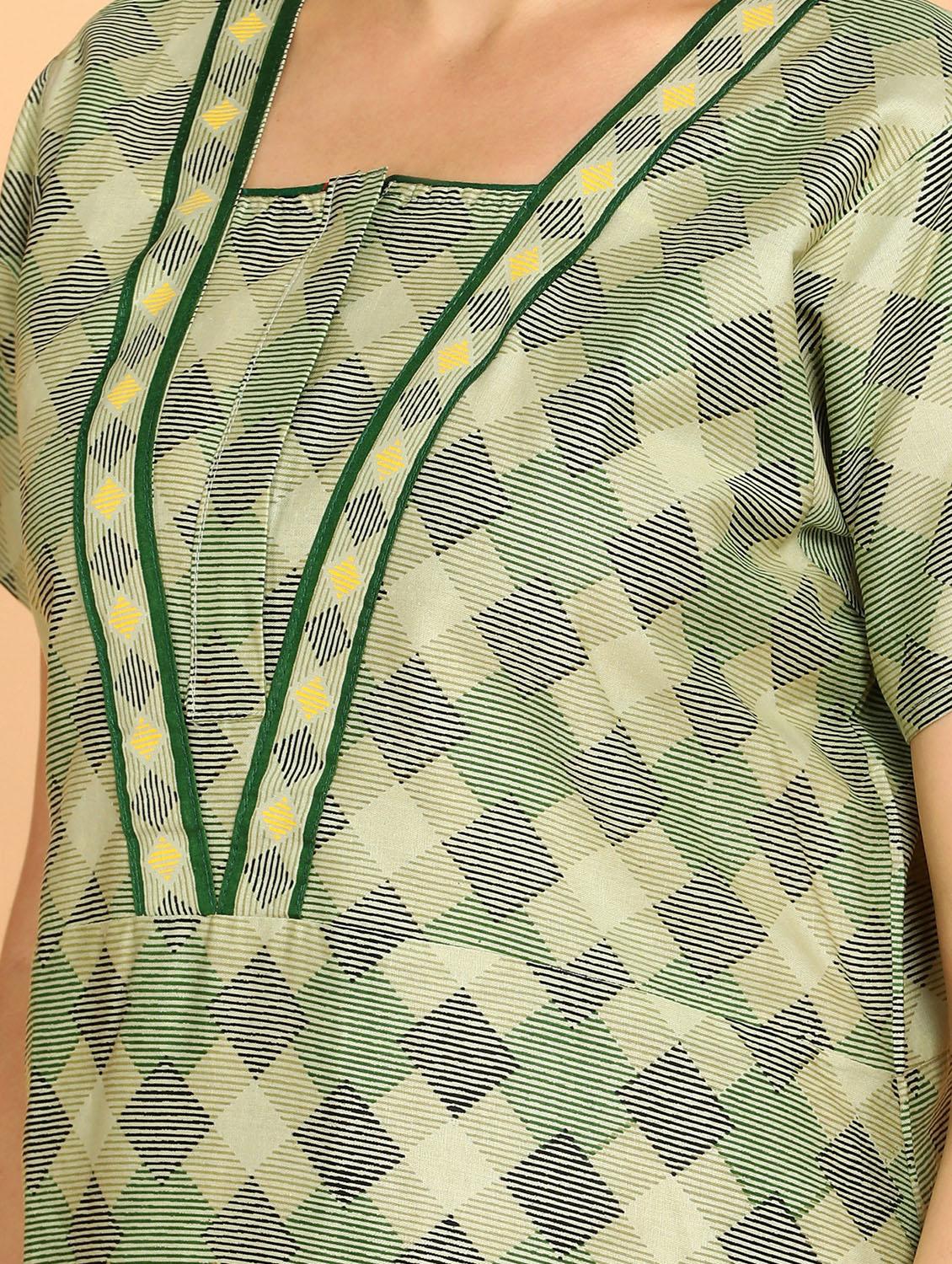 women green printed cotton nighty - 21129918 - Standard Image - 3