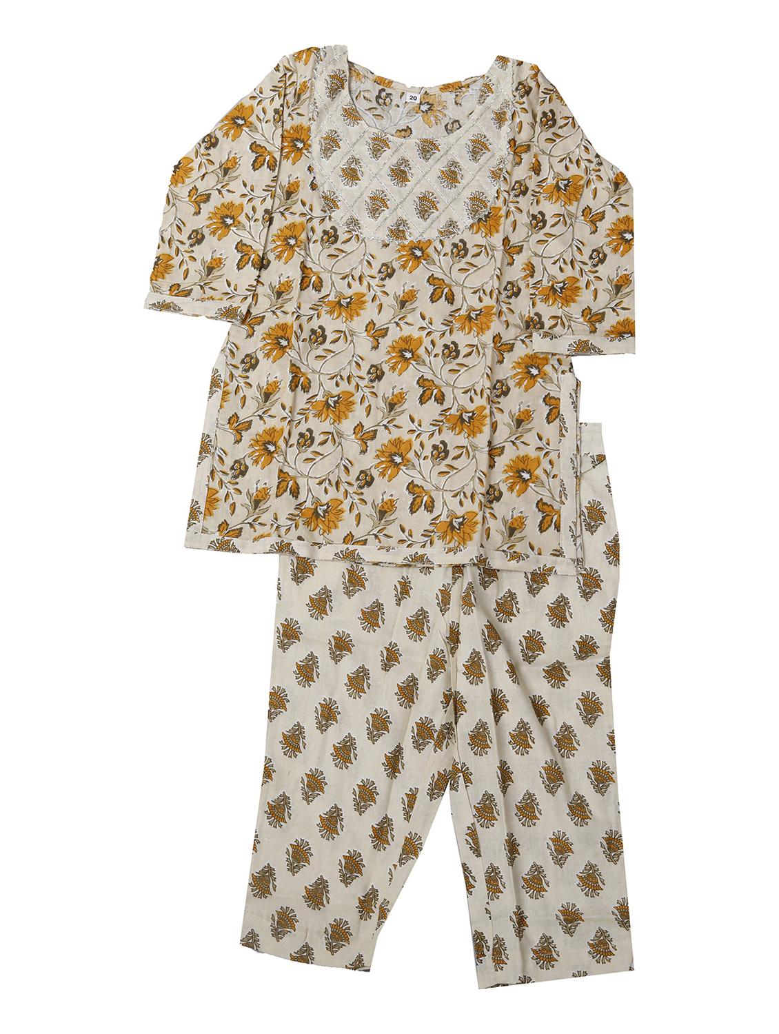 girls floral printed kurta pant set  - 21130084 -  Zoom Image - 0