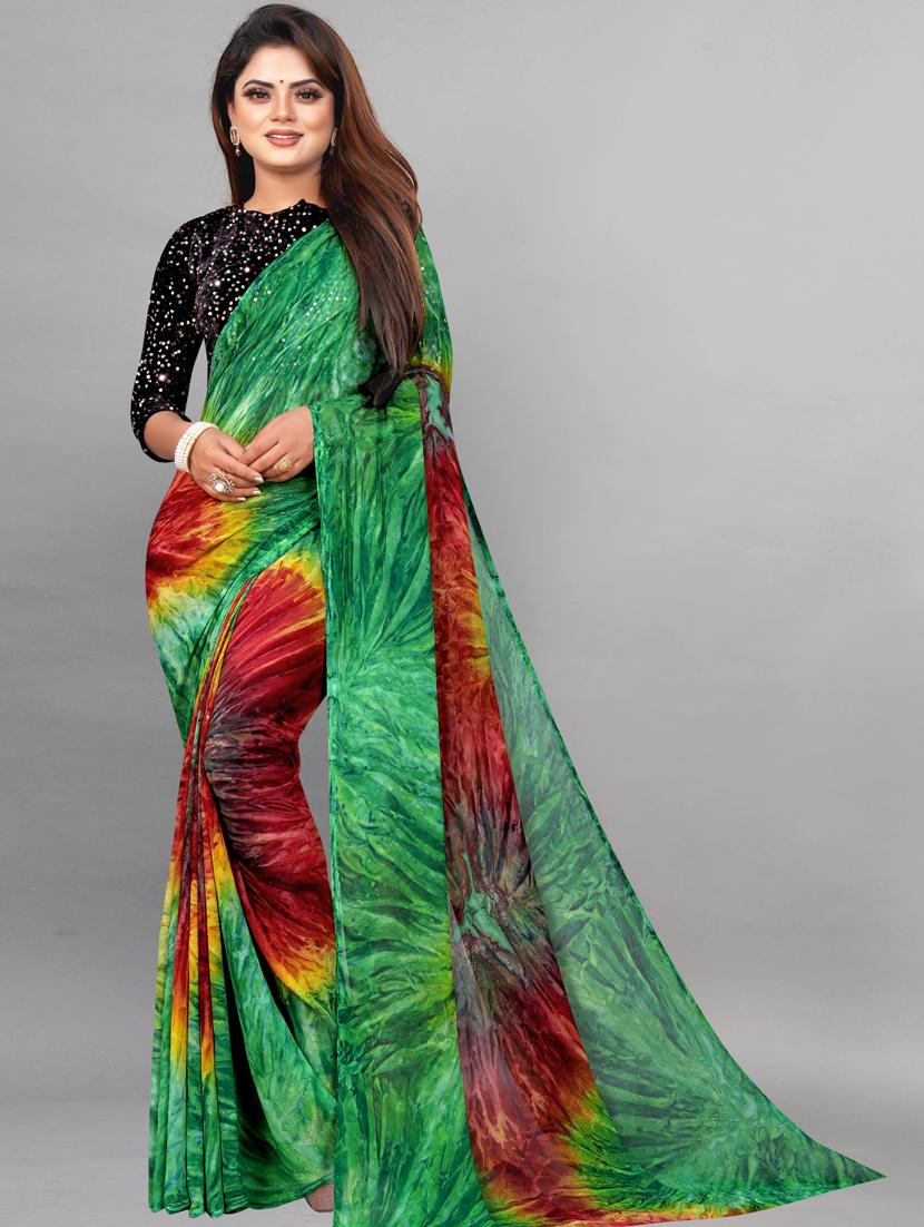 women printed georgette saree with blouse - 21130206 - Zoom Image - 0