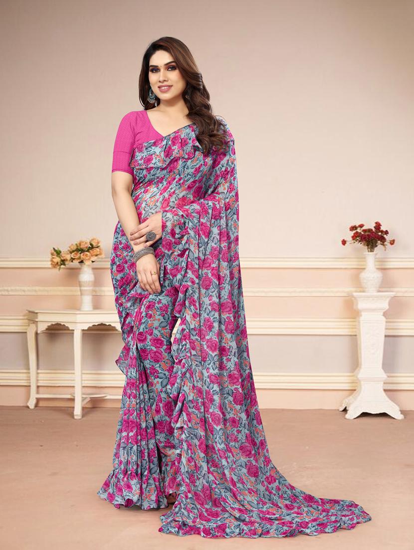 women printed saree with blouse - 21130269 -  Zoom Image - 0