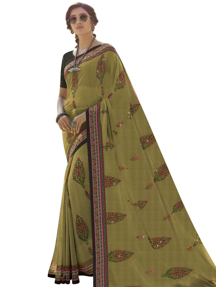 women printed saree with blouse