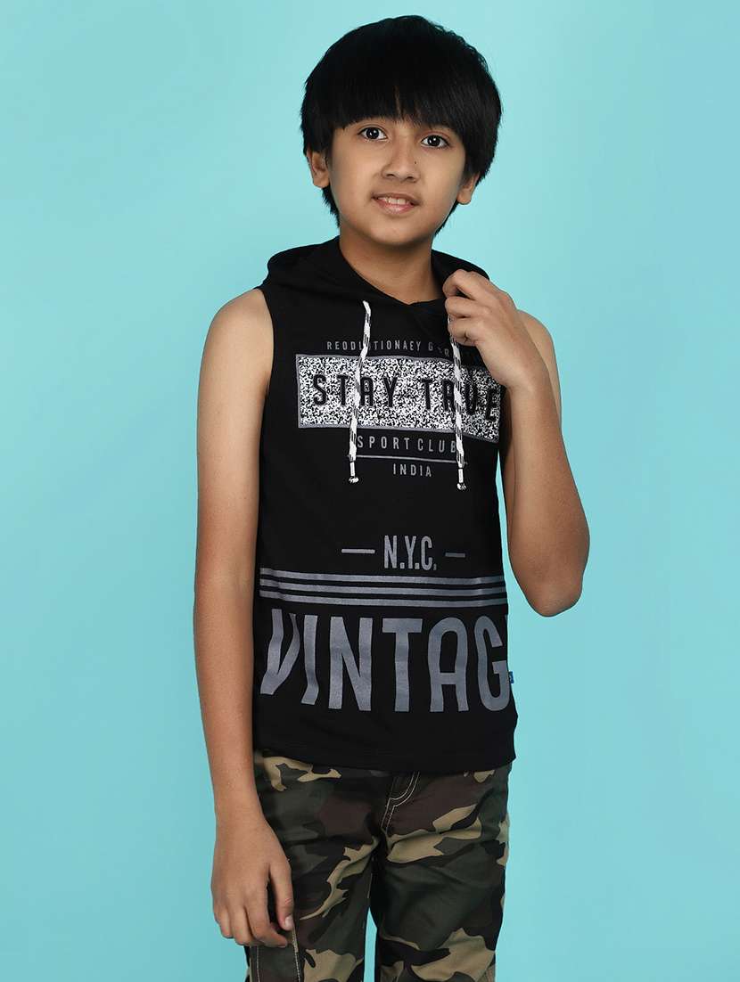 boys hooded printed vest