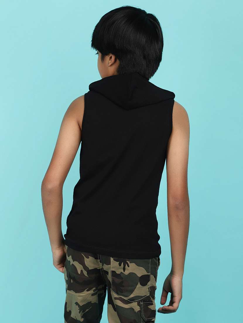boys hooded printed vest - 21130426 -  Standard Image - 3