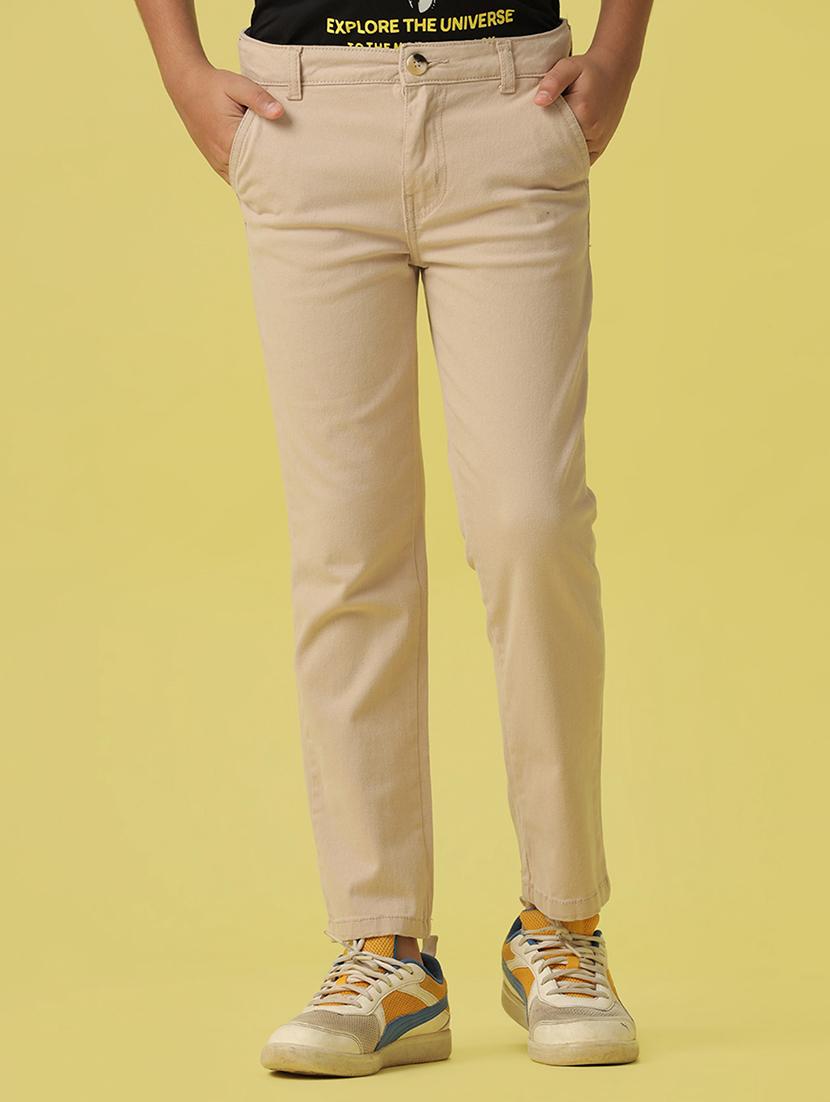 boys beige cotton casual chinos - 21130501 -  Zoom Image - 0
