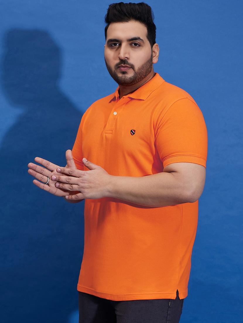 men solid orange plus size polo t-shirt - 21130888 - Zoom Image - 0