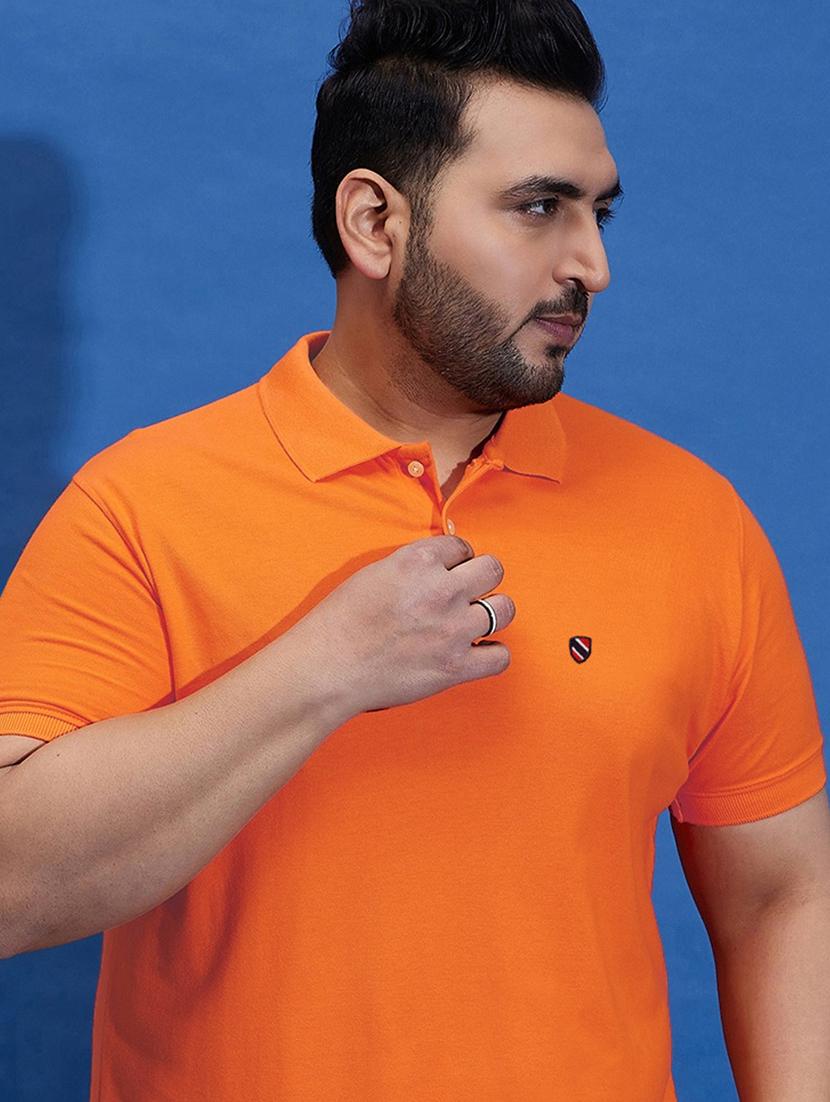 men solid orange plus size polo t-shirt - 21130888 - Standard Image - 3
