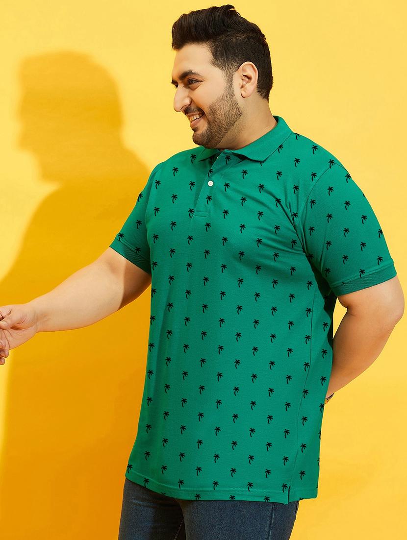 men green printed plus size polo t-shirt - 21130896 - Zoom Image - 0