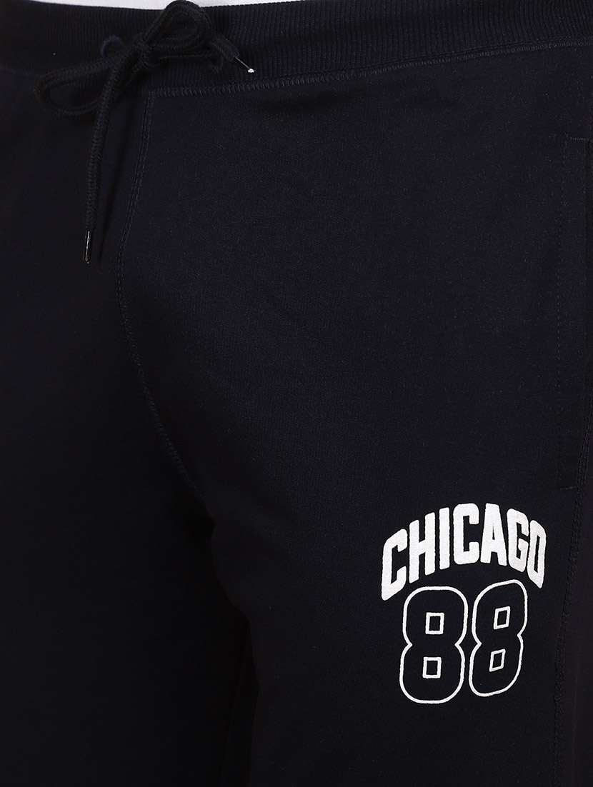 men balck placement print mid rise jogger - 21130957 -  Standard Image - 5