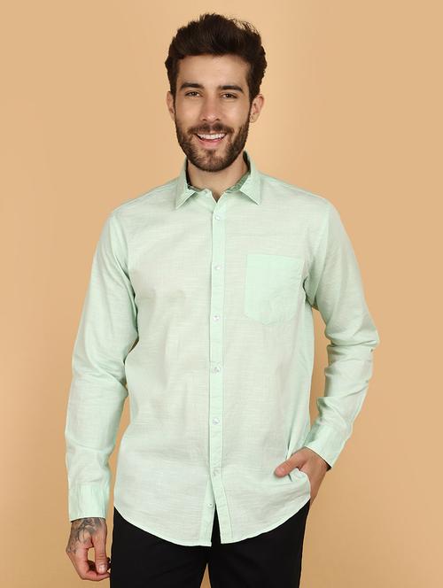 men solid cotton casual shirt - 21130976 -  Standard Image - 0