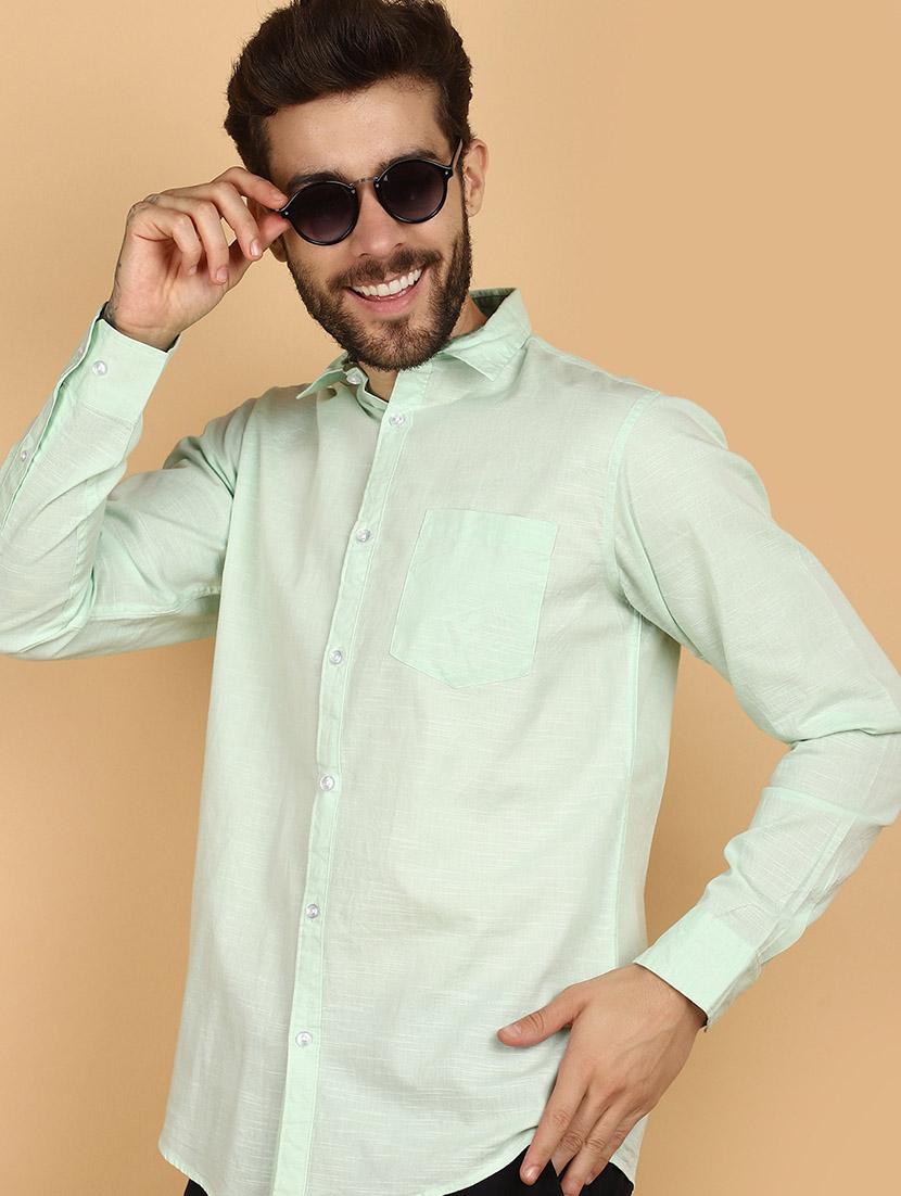 men solid cotton casual shirt - 21130976 - Standard Image - 3