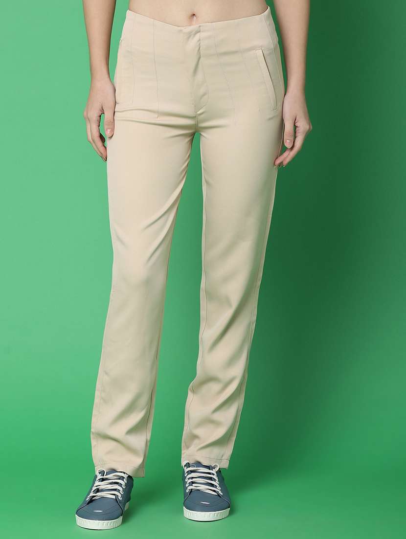 beige polyester trousers