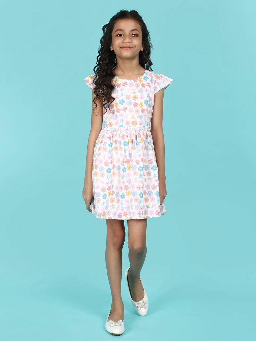 girls floral print a-line frock - 21130993 - Zoom Image - 0