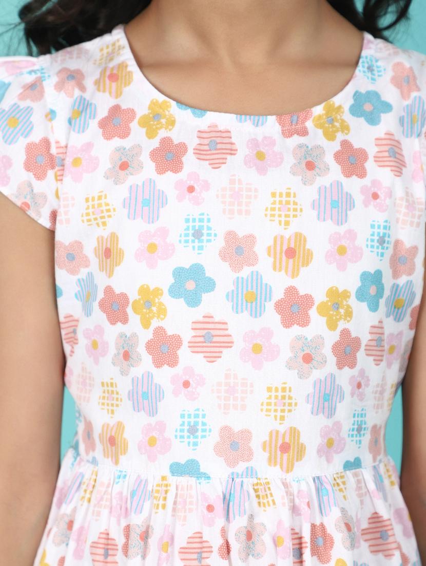 girls floral print a-line frock - 21130993 - Standard Image - 5