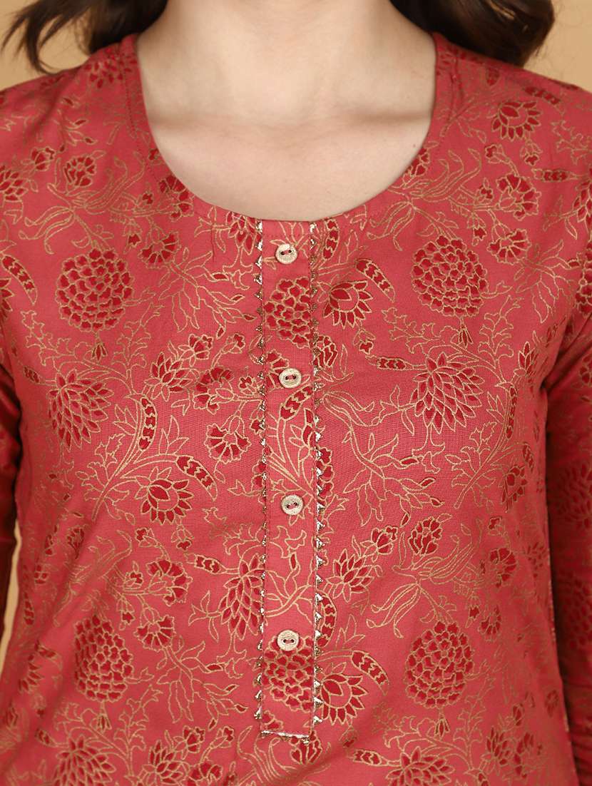 women three quarter sleeve straight kurta - 21131065 - Standard Image - 5