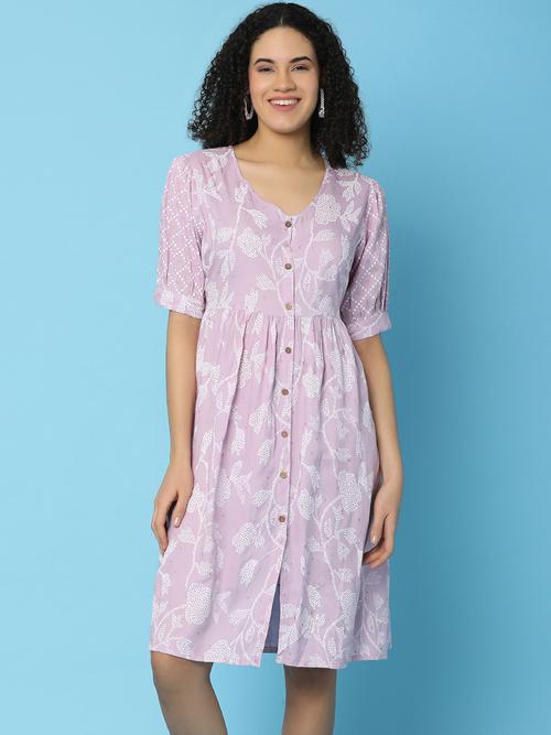 lavender rayon ethnic dress - 21131086 -  Standard Image - 0