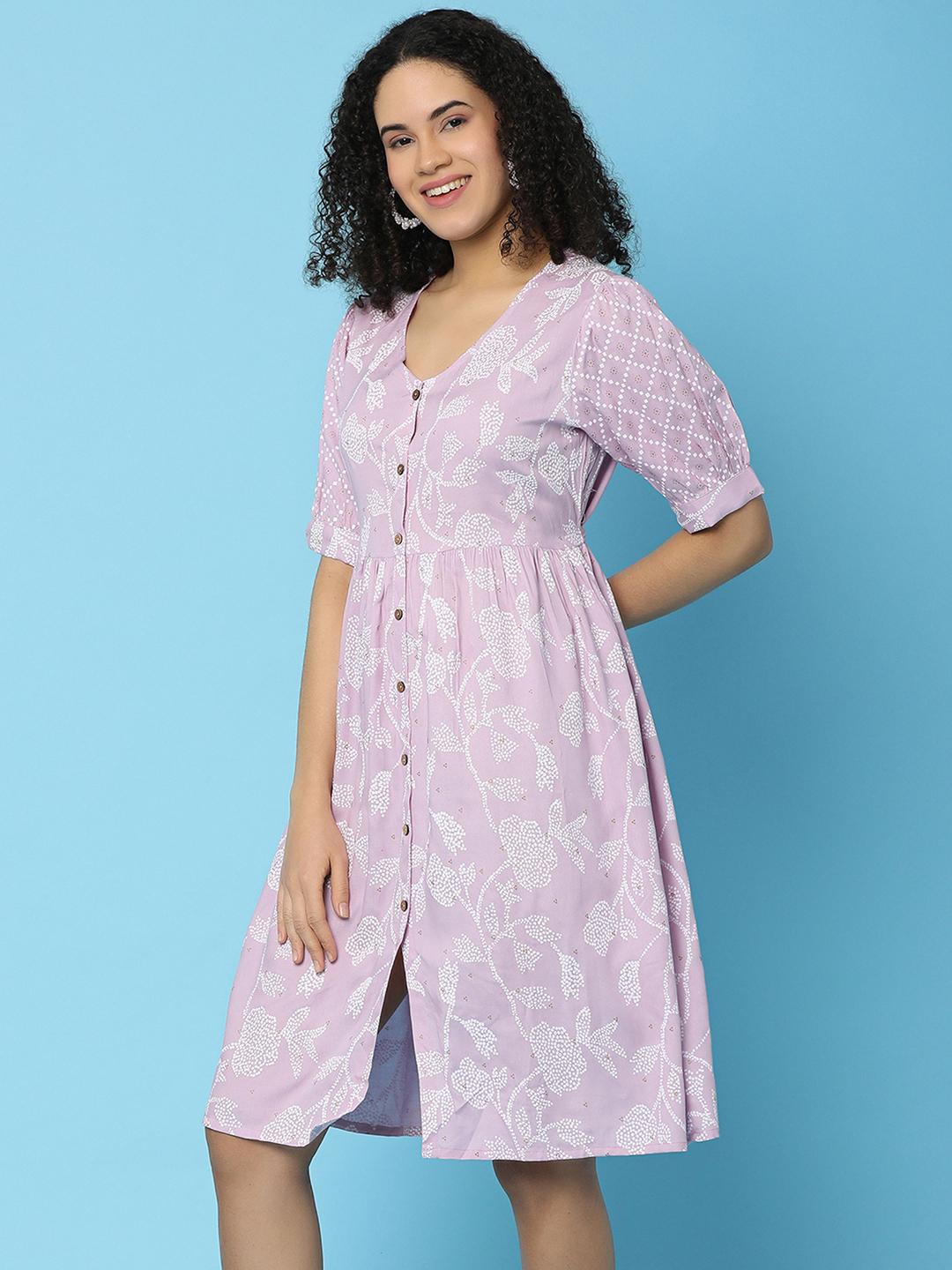 lavender rayon ethnic dress - 21131086 - Standard Image - 3
