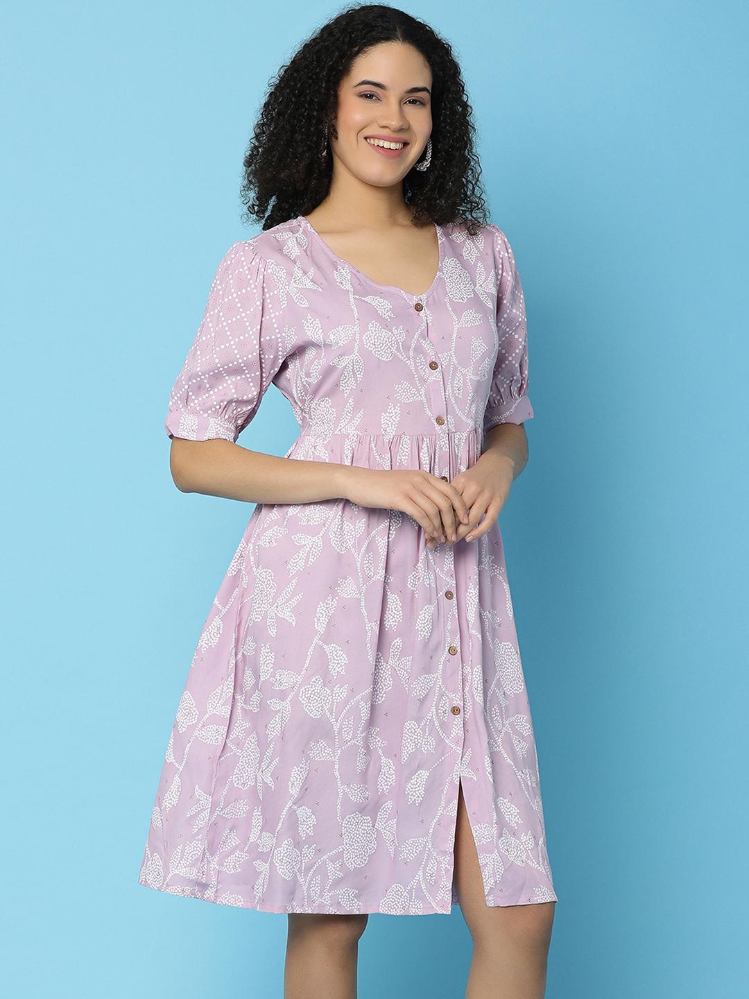 lavender rayon ethnic dress - 21131086 - Standard Image - 8
