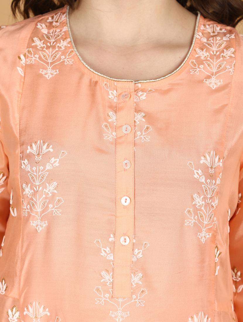 orange cotton anarkali kurta - 21131201 - Standard Image - 5