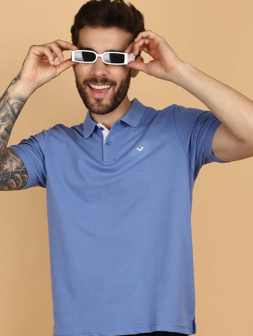 blue cotton plain t-shirt - 21131220 -  Standard Image - 3