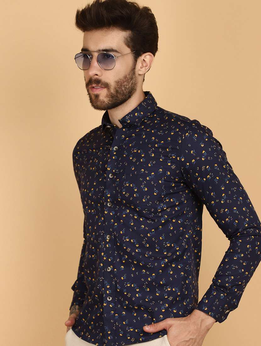 navy blue cotton casual shirt - 21131291 -  Standard Image - 3