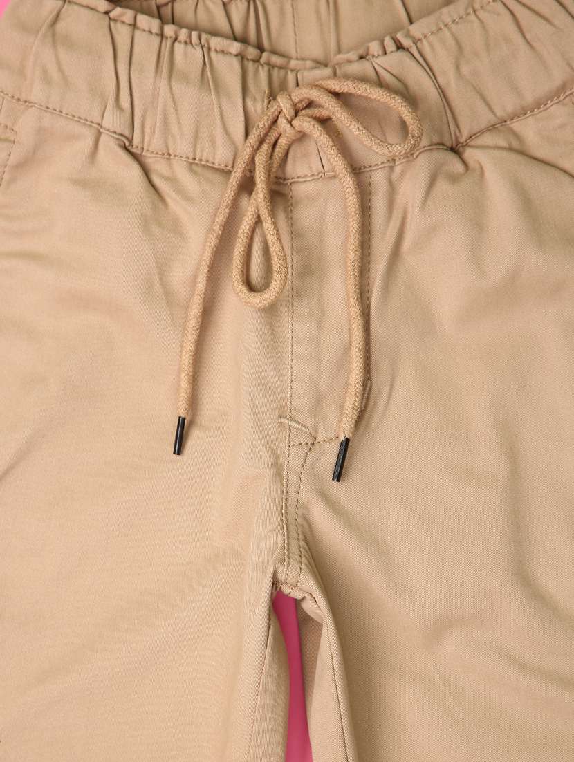 girls beige solid mid rise cargo - 21131308 -  Standard Image - 3