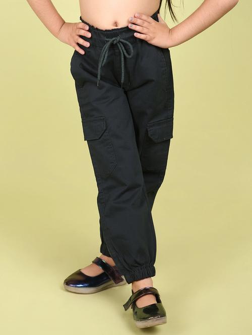 girls solid mid rise jogger trouser - 21131312 - Standard Image - 0