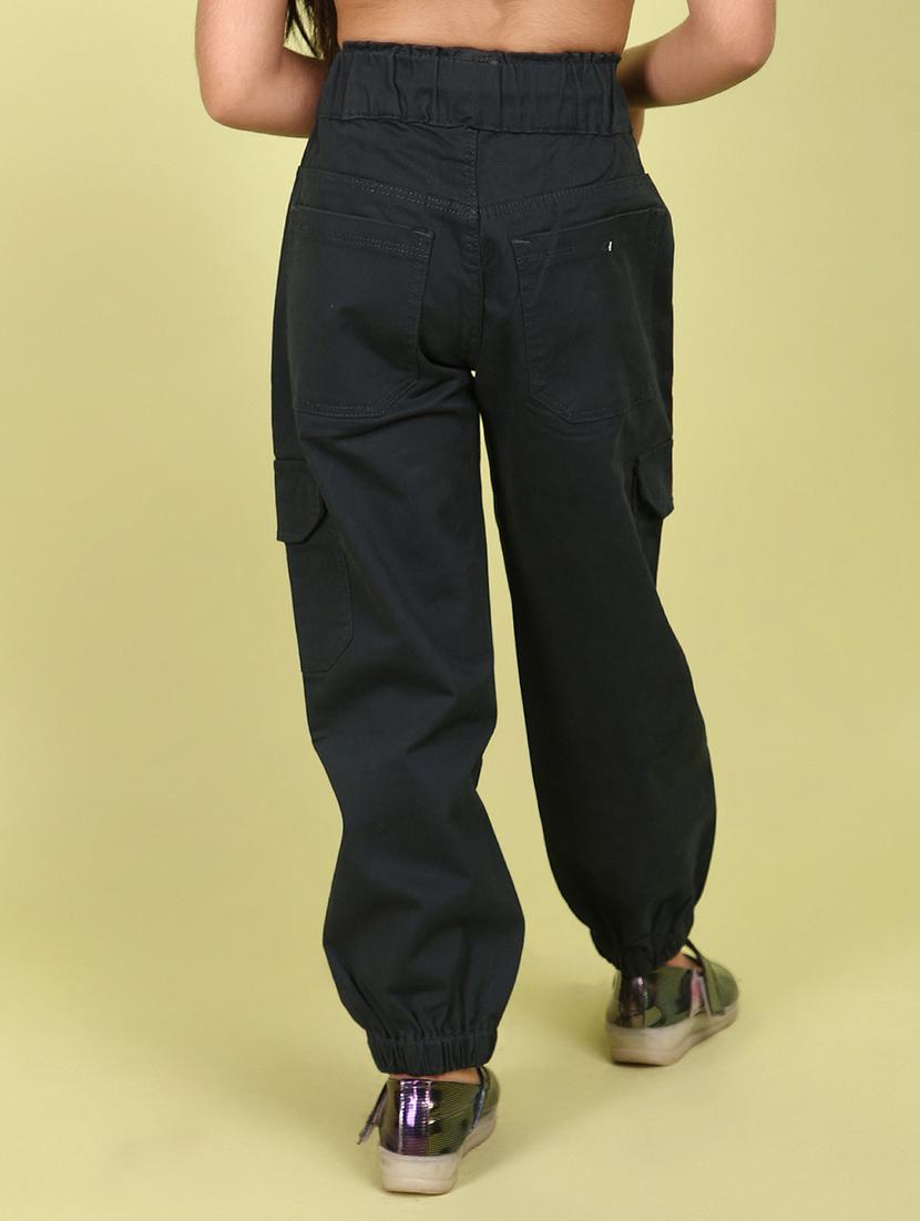 girls solid mid rise jogger trouser - 21131312 - Standard Image - 3