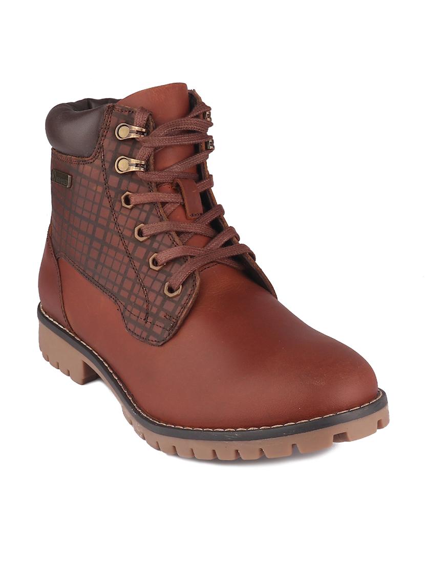 tan brown checked detailed hiking boots - 21131449 - Zoom Image - 0