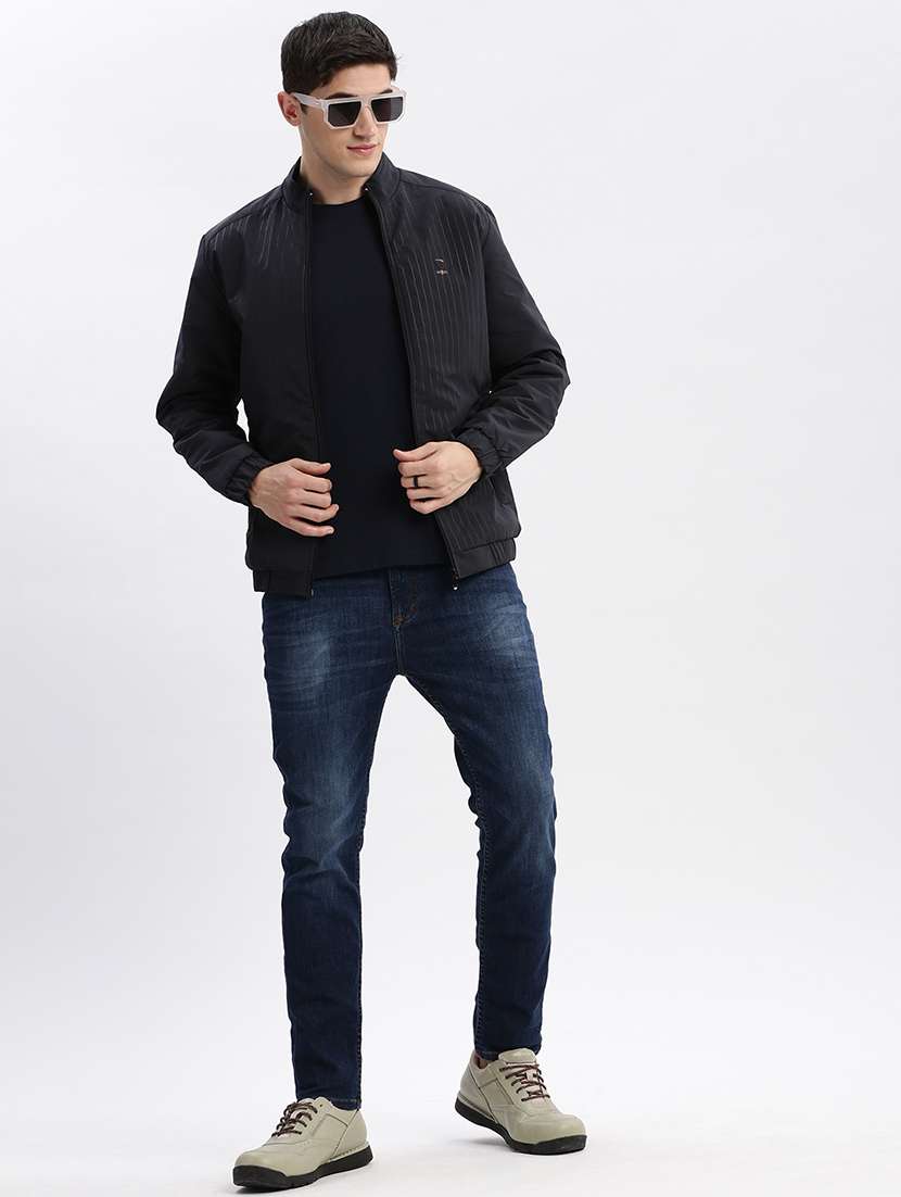 navy blue nylon bomber jacket - 21132316 - Standard Image - 5