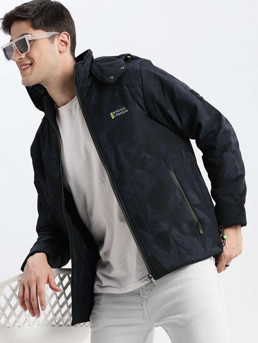 navy blue nylon bomber jacket - 21132347 -  Standard Image - 5