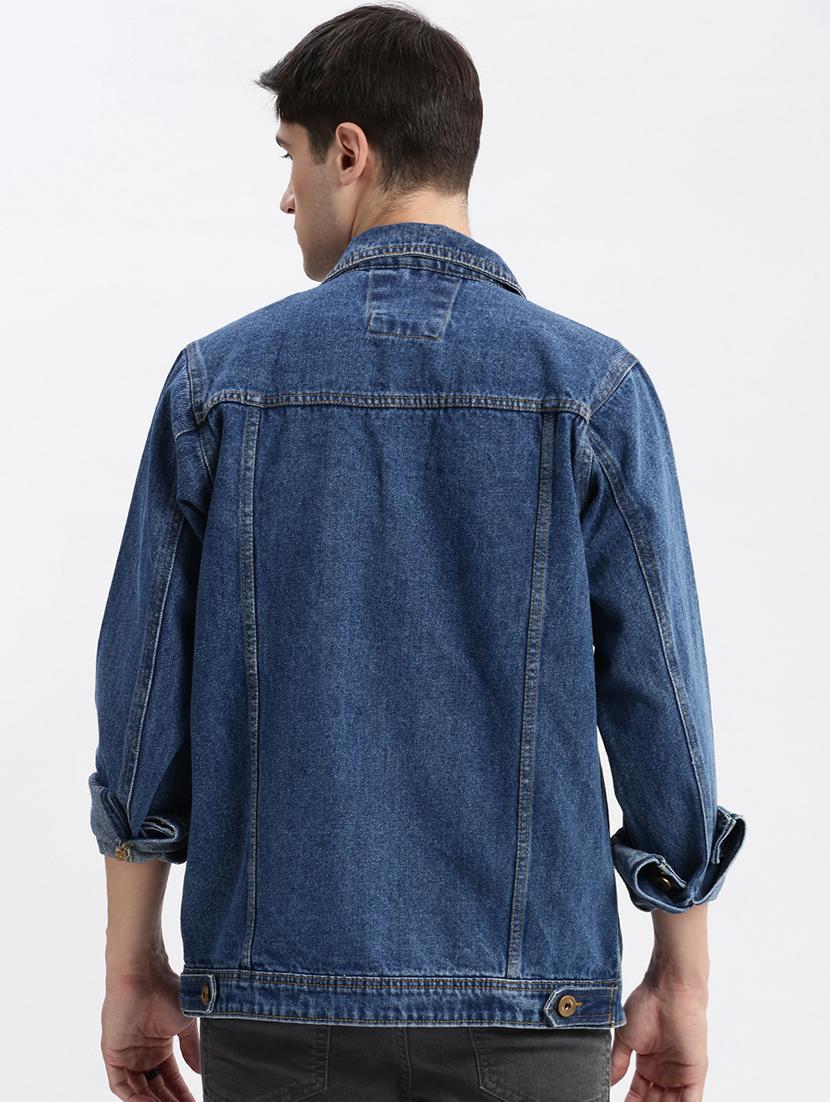 men denim jacket with spread collar - 21132362 - Standard Image - 3