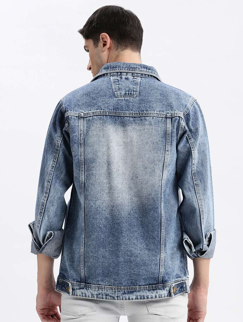 men denim jacket with spread collar - 21132373 -  Standard Image - 3