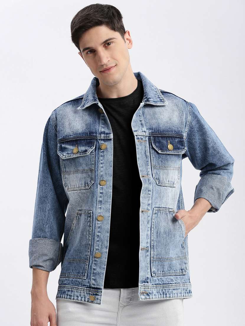 men denim jacket with spread collar - 21132373 -  Standard Image - 5