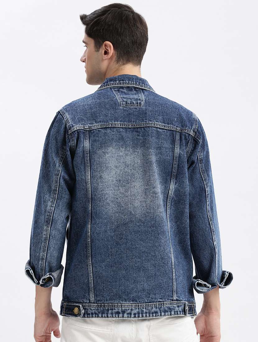 men denim jacket with spread collar - 21132374 -  Standard Image - 3