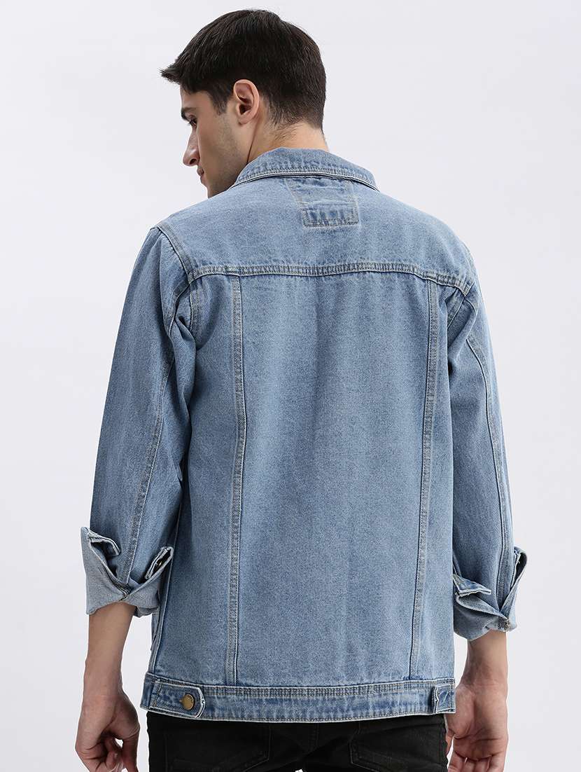 men denim jacket with spread collar - 21132375 -  Standard Image - 3
