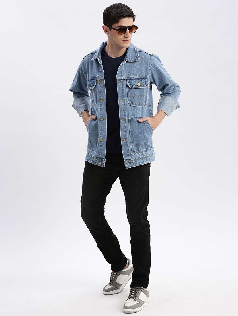 men denim jacket with spread collar - 21132375 -  Standard Image - 5