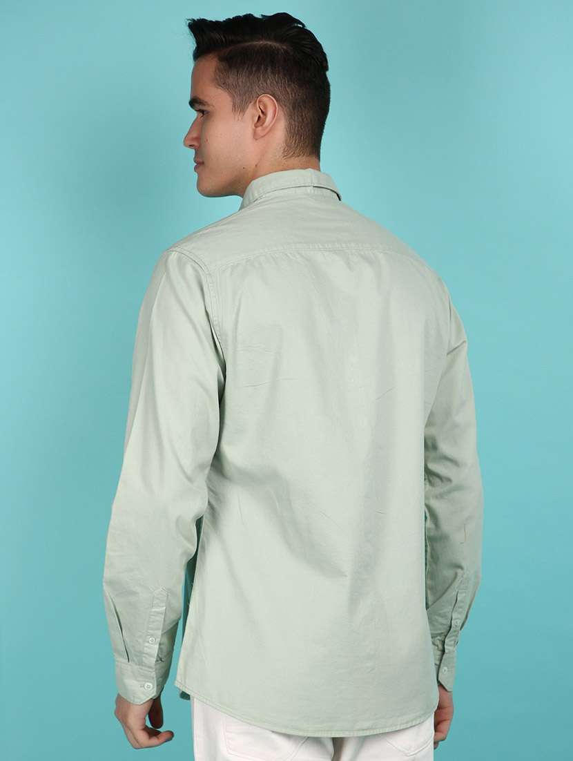 green cotton casual shirt - 21132604 -  Standard Image - 3