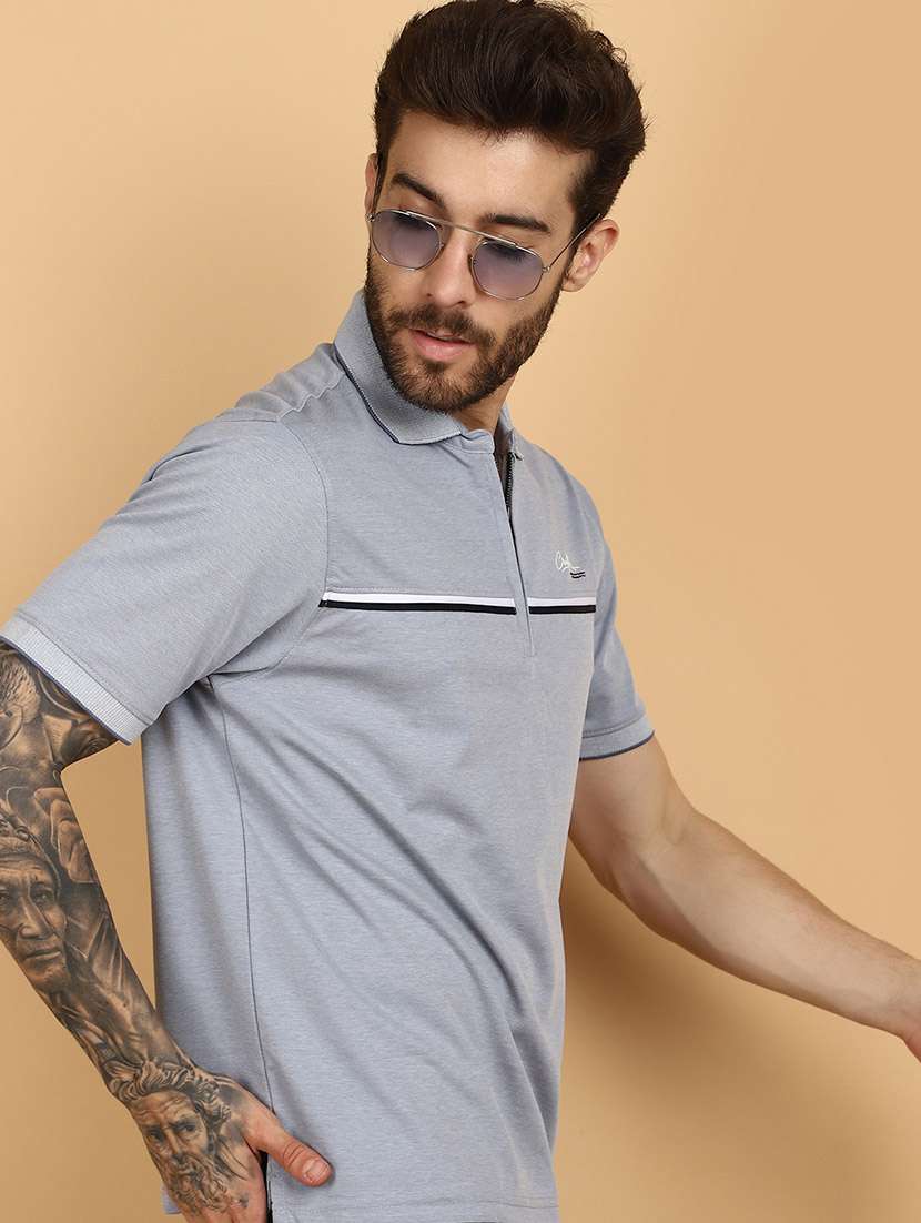 light blue cotton chest print t-shirt - 21132607 -  Standard Image - 3
