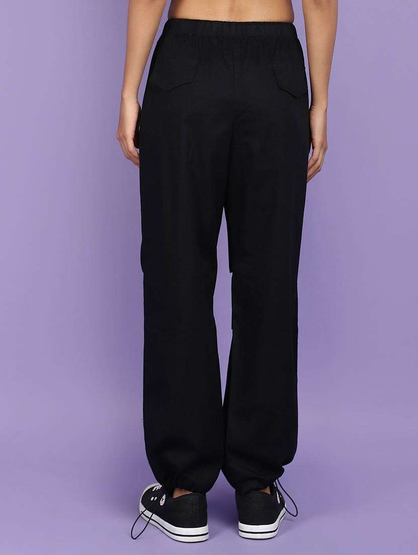 black cotton casual trouser - 21132616 -  Standard Image - 3
