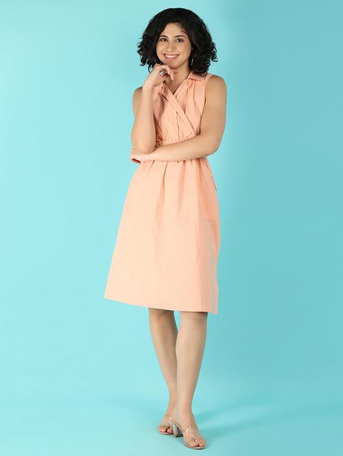 women orange cotton a-line dress - 21132620 -  Standard Image - 0
