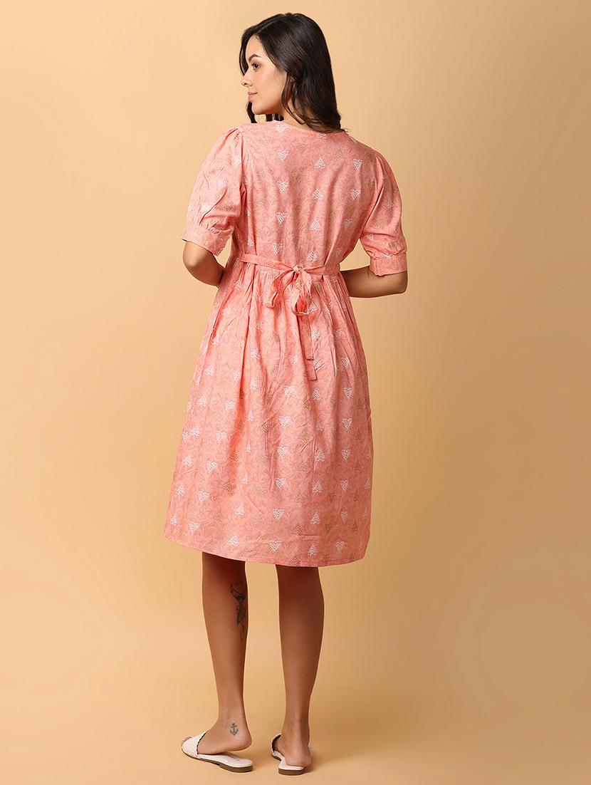 peach rayon ethnic dress - 21132673 - Standard Image - 3