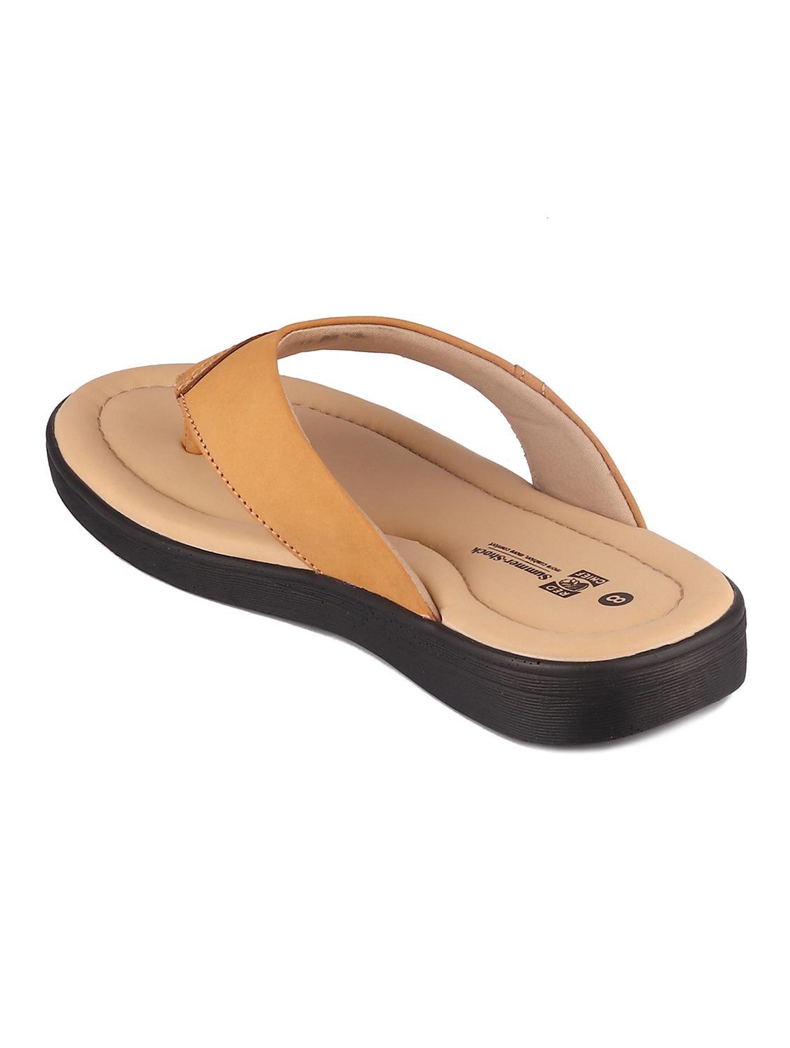 brown leather toe separator slippers - 21132947 - Standard Image - 3