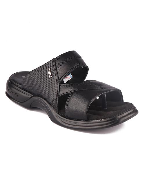 black leather slip on slippers - 21132968 -  Standard Image - 0