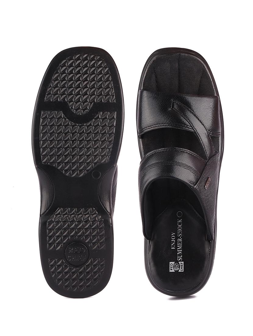 black leather slip on slippers - 21132968 - Standard Image - 3